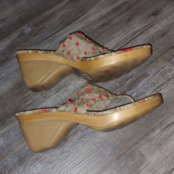 Lisa Vicky Macrame Thong Heel Sandals Sz 8 - Picture 8 of 9